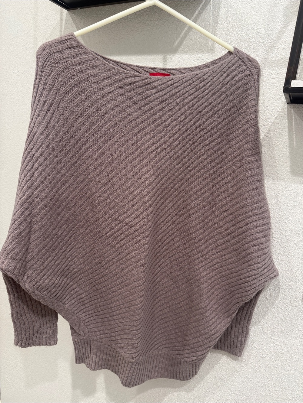 Jennifer Lopez Dusty Mauve Ribbed Poncho Sweater